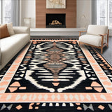 Ultra Soft Area Rug, Non Slip, Stain Resistant, Washable Area Rugs for Living Room, Bedroom, Sophisticated Charcoal Animal Motif(Black)