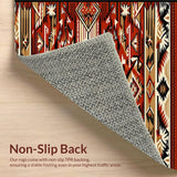 Ultra Soft Area Rug, Non Slip, Stain Resistant, Washable Area Rugs for Living Room, Bedroom, North American Tribal Patterned Beauty(Red)