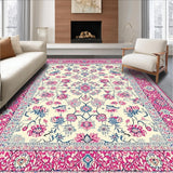 Ultra Soft Area Rug, Non Slip, Stain Resistant, Washable Area Rugs for Living Room, Bedroom, Transitional Vibrant Flower Design(Ivory)