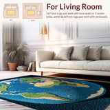 Ultra Soft Area Rug, Non Slip, Stain Resistant, Washable Area Rugs for Living Room, Bedroom, Space View World Rug for Entryway Decor(Blue)