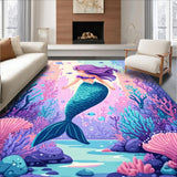 Ultra Soft Area Rug, Non Slip, Stain Resistant, Washable Area Rugs for Living Room, Bedroom, Enchanting Shaggy Mermaid Vibe(Blue)