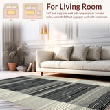 Ultra Soft Area Rug, Non Slip, Stain Resistant, Washable Area Rugs for Living Room, Bedroom, Rustic Black and White Geometric Flair(Gray)