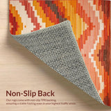 Ultra Soft Area Rug, Non Slip, Stain Resistant, Washable Area Rugs for Living Room, Bedroom, Vibrant Textured Folk Motif(Orange)