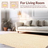 Ultra Soft Area Rug, Non Slip, Stain Resistant, Washable Area Rugs for Living Room, Bedroom, Elegant Neutral Tone Farmhouse Featuring Woven Diamond Motifs(Beige)