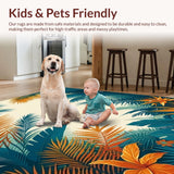 Ultra Soft Area Rug, Non Slip, Stain Resistant, Washable Area Rugs for Living Room, Bedroom, Whimsical Botanical Trellis Style(Orange)