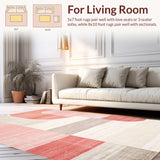 Ultra Soft Area Rug, Non Slip, Stain Resistant, Washable Area Rugs for Living Room, Bedroom, Vibrant Dual-Tone Artistic Arrangement(Red)