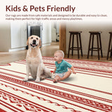 Ultra Soft Area Rug, Non Slip, Stain Resistant, Washable Area Rugs for Living Room, Bedroom, Coastal Red/Beige Square Area(Red)