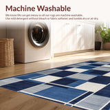 Ultra Soft Area Rug, Non Slip, Stain Resistant, Washable Area Rugs for Living Room, Bedroom, Chic Blue Geometric Design(Blue)