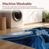 Ultra Soft Area Rug, Non Slip, Stain Resistant, Washable Area Rugs for Living Room, Bedroom, Dynamic Asymmetrical Marble Aesthetic(Blue)