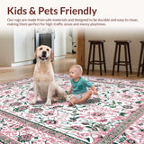 Ultra Soft Area Rug, Non Slip, Stain Resistant, Washable Area Rugs for Living Room, Bedroom, Contemporary Artistic Floral Fusion(White)