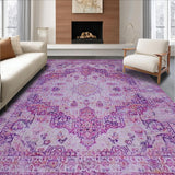 Ultra Soft Area Rug, Non Slip, Stain Resistant, Washable Area Rugs for Living Room, Bedroom, Modern Ogee Pattern Expression(Pink)