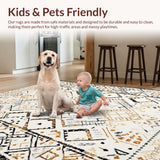 Ultra Soft Area Rug, Non Slip, Stain Resistant, Washable Area Rugs for Living Room, Bedroom, Minimalist Subtle Geometric Arrangement(Beige)