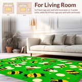 Ultra Soft Area Rug, Non Slip, Stain Resistant, Washable Area Rugs for Living Room, Bedroom, Whimsical Vibrant Animal Theme(Green)