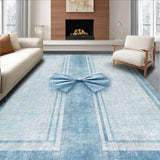 Ultra Soft Area Rug, Non Slip, Stain Resistant, Washable Area Rugs for Living Room, Bedroom, Charming Ribbon Tie Accent Rug With Dainty Coquette Design For Stylish Decor(Blue)