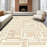 Ultra Soft Area Rug, Non Slip, Stain Resistant, Washable Area Rugs for Living Room, Bedroom, Elegant Hallway with Abstract Geometric Design in Beige(Beige)
