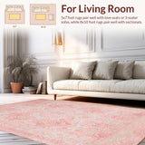 Ultra Soft Area Rug, Non Slip, Stain Resistant, Washable Area Rugs for Living Room, Bedroom, Chic Monochrome Floral Aesthetic(Pink)