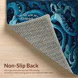 Ultra Soft Area Rug, Non Slip, Stain Resistant, Washable Area Rugs for Living Room, Bedroom, Pirate Inspired Tentacle Area Rug With Oceanic Kraken Design Elements(Blue)