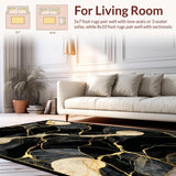 Ultra Soft Area Rug, Non Slip, Stain Resistant, Washable Area Rugs for Living Room, Bedroom, Striking Contemporary Tiled Design(Black)