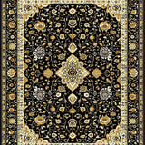 Ultra Soft Area Rug, Non Slip, Stain Resistant, Washable Area Rugs for Living Room, Bedroom, Artistic Cream and Gold Motif(Black)
