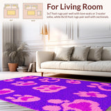 Ultra Soft Area Rug, Non Slip, Stain Resistant, Washable Area Rugs for Living Room, Bedroom, Playful Pastel Paw Motif Design(Purple)