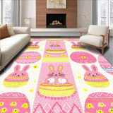 Ultra Soft Area Rug, Non Slip, Stain Resistant, Washable Area Rugs for Living Room, Bedroom, Vibrant Pastel Egg Decorative Motif(Pink)