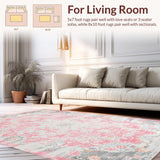 Ultra Soft Area Rug, Non Slip, Stain Resistant, Washable Area Rugs for Living Room, Bedroom, Transitional Elegant Floral Fusion(Pink)