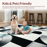 Ultra Soft Area Rug, Non Slip, Stain Resistant, Washable Area Rugs for Living Room, Bedroom, Stylish Modern Disc Aesthetic(Black)
