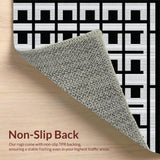 Ultra Soft Area Rug, Non Slip, Stain Resistant, Washable Area Rugs for Living Room, Bedroom, Contemporary Cut-Loop Geometric Delight(Black)