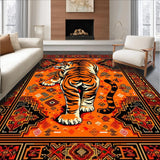 Ultra Soft Area Rug, Non Slip, Stain Resistant, Washable Area Rugs for Living Room, Bedroom, Bold Tiger Stripes Visual Delight(Orange)