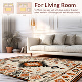 Ultra Soft Area Rug, Non Slip, Stain Resistant, Washable Area Rugs for Living Room, Bedroom, Rustic Vintage Tiled Aesthetic(Beige)