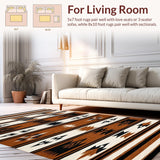 Ultra Soft Area Rug, Non Slip, Stain Resistant, Washable Area Rugs for Living Room, Bedroom, Rustic Southwest Geometric Motif(Brown)