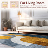 Ultra Soft Area Rug, Non Slip, Stain Resistant, Washable Area Rugs for Living Room, Bedroom, Contemporary Grey Gold Minimalist Easy Care Area Rug(Gold)