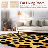 Ultra Soft Area Rug, Non Slip, Stain Resistant, Washable Area Rugs for Living Room, Bedroom, Leopard Print Faux Fur Bedroom Accent Rug(Beige)