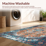 Ultra Soft Area Rug, Non Slip, Stain Resistant, Washable Area Rugs for Living Room, Bedroom, Sophisticated Rust Ogee Pattern(Orange)