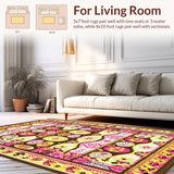 Ultra Soft Area Rug, Non Slip, Stain Resistant, Washable Area Rugs for Living Room, Bedroom, Charming Rustic Egg Arrangement(Pink)