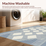 Ultra Soft Area Rug, Non Slip, Stain Resistant, Washable Area Rugs for Living Room, Bedroom, Whimsical Curved Linear Theme(Blue)