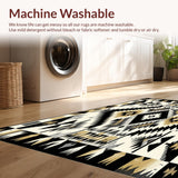Ultra Soft Area Rug, Non Slip, Stain Resistant, Washable Area Rugs for Living Room, Bedroom, Farmhouse Black With Beige Tribal(Black)
