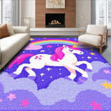 Ultra Soft Area Rug, Non Slip, Stain Resistant, Washable Area Rugs for Living Room, Bedroom, Colorful Fantasy Creature Playground(Purple)