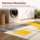 Ultra Soft Area Rug, Non Slip, Stain Resistant, Washable Area Rugs for Living Room, Bedroom, Contemporary Bold Geometric Fusion(Yellow)