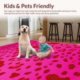 Ultra Soft Area Rug, Non Slip, Stain Resistant, Washable Area Rugs for Living Room, Bedroom, Joyful Pink Safari Inspired Style(Pink)