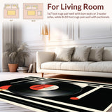 Ultra Soft Area Rug, Non Slip, Stain Resistant, Washable Area Rugs for Living Room, Bedroom, Classical Round Music Decor Meditation Mat(Black)