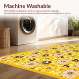 Ultra Soft Area Rug, Non Slip, Stain Resistant, Washable Area Rugs for Living Room, Bedroom, Charming Eclectic Nature Design(Yellow)