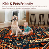 Ultra Soft Area Rug, Non Slip, Stain Resistant, Washable Area Rugs for Living Room, Bedroom, Rustic Black and White Trellis Design(Black)