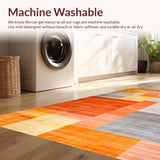 Ultra Soft Area Rug, Non Slip, Stain Resistant, Washable Area Rugs for Living Room, Bedroom, Contemporary Warm Color Fusion(Orange)