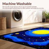 Ultra Soft Area Rug, Non Slip, Stain Resistant, Washable Area Rugs for Living Room, Bedroom, Cosmic Alphabetic Playful Motif(Yellow)