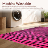 Ultra Soft Area Rug, Non Slip, Stain Resistant, Washable Area Rugs for Living Room, Bedroom, Chic Hot Pink Zebra Motif(Pink)