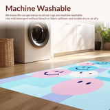 Ultra Soft Area Rug, Non Slip, Stain Resistant, Washable Area Rugs for Living Room, Bedroom, Whimsical Colorful Character Pattern(Blue)