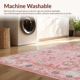 Ultra Soft Area Rug, Non Slip, Stain Resistant, Washable Area Rugs for Living Room, Bedroom, Trendy Softened Color Palette(Pink)