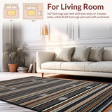 Ultra Soft Area Rug, Non Slip, Stain Resistant, Washable Area Rugs for Living Room, Bedroom, Minimalist Black and White Stripes(Black)