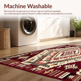 Ultra Soft Area Rug, Non Slip, Stain Resistant, Washable Area Rugs for Living Room, Bedroom, Mesa Horizon with Distinctive Tribal Artistry(Red)